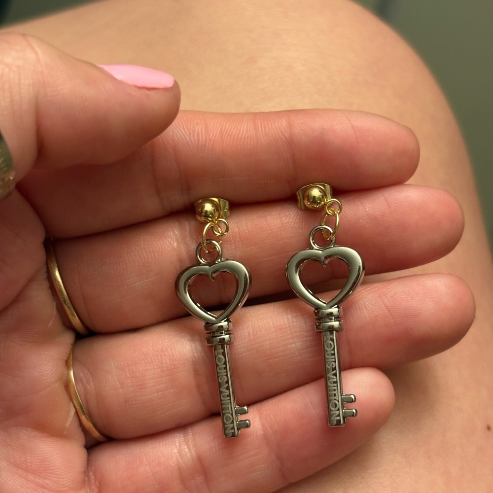 Gold and silver Lv key Earrings